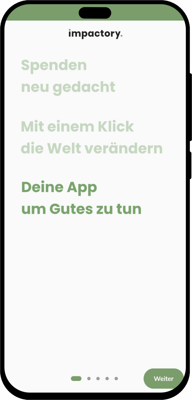 mobile screenshot of Donation & Impact App