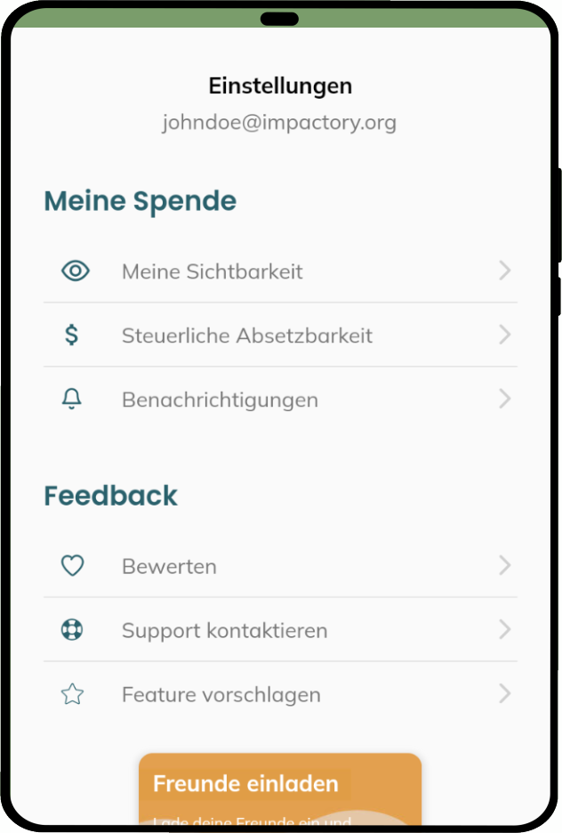tablet_portrait screenshot of Donation & Impact App