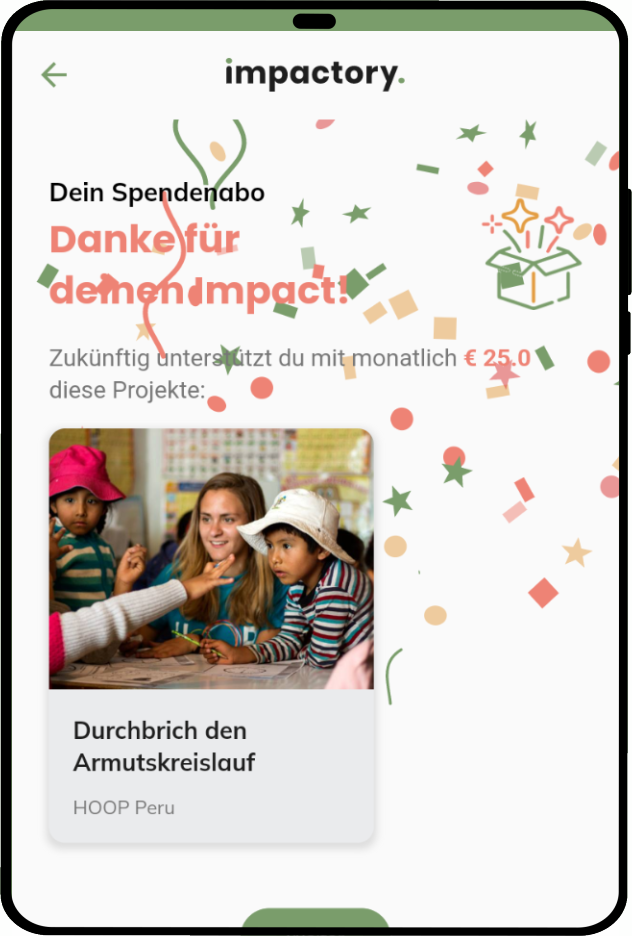 tablet_portrait screenshot of Donation & Impact App