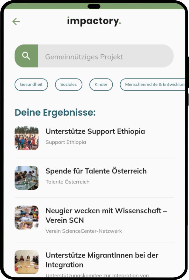 tablet_portrait screenshot of Donation & Impact App