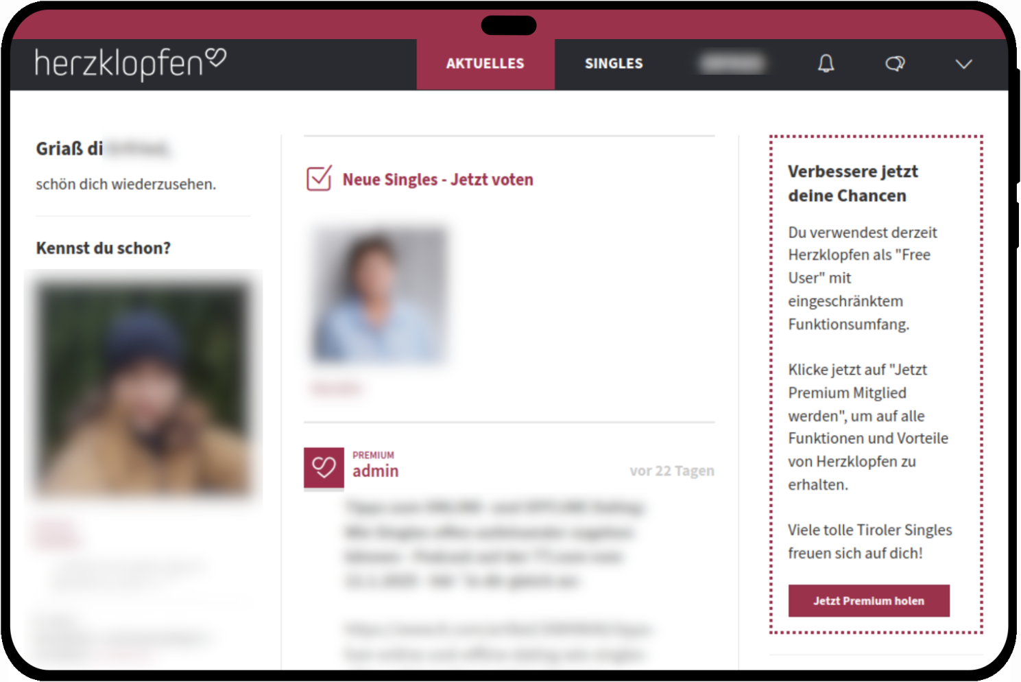 tablet_landscape screenshot of Social Dating Platform