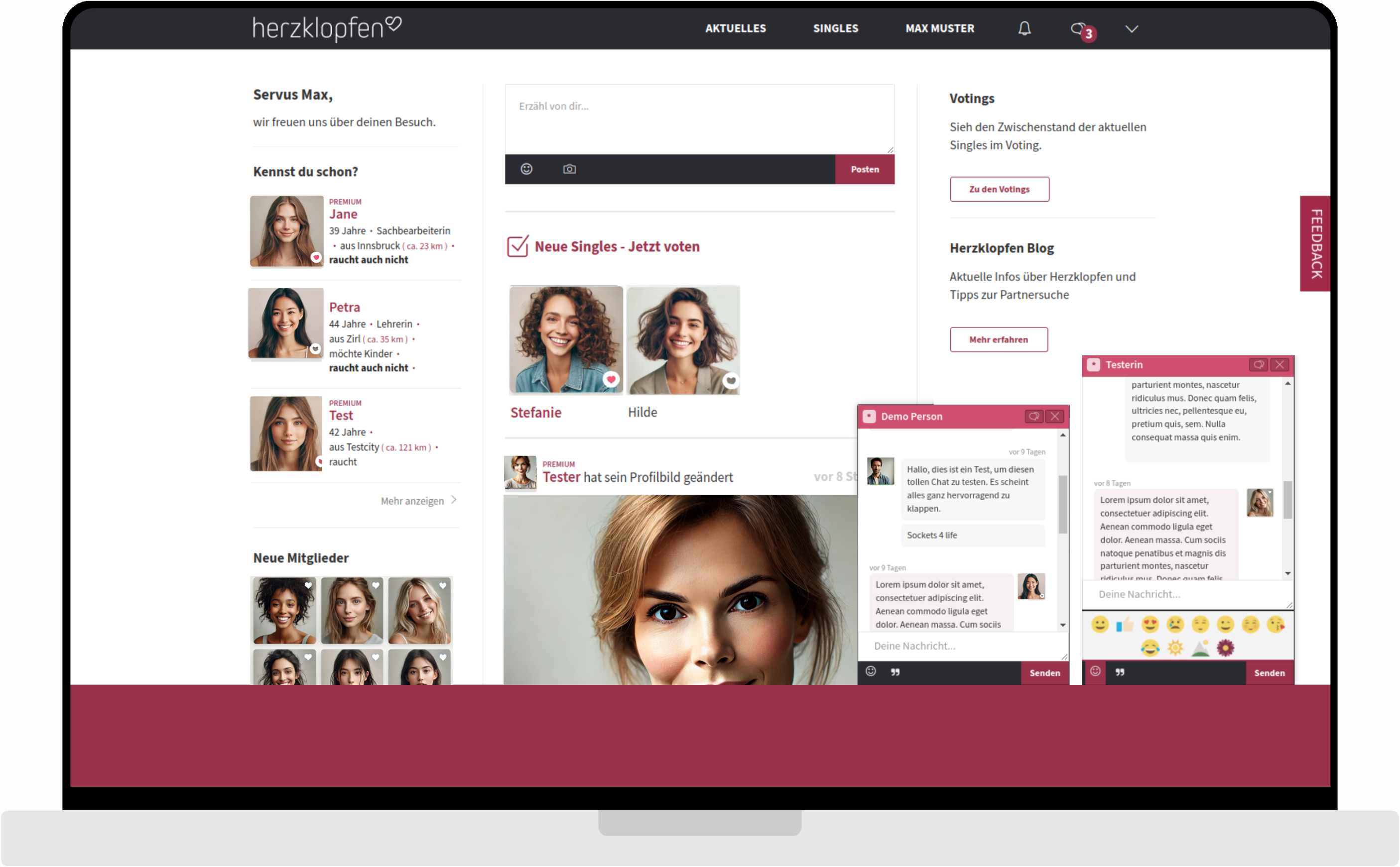 desktop screenshot of Social Dating Platform