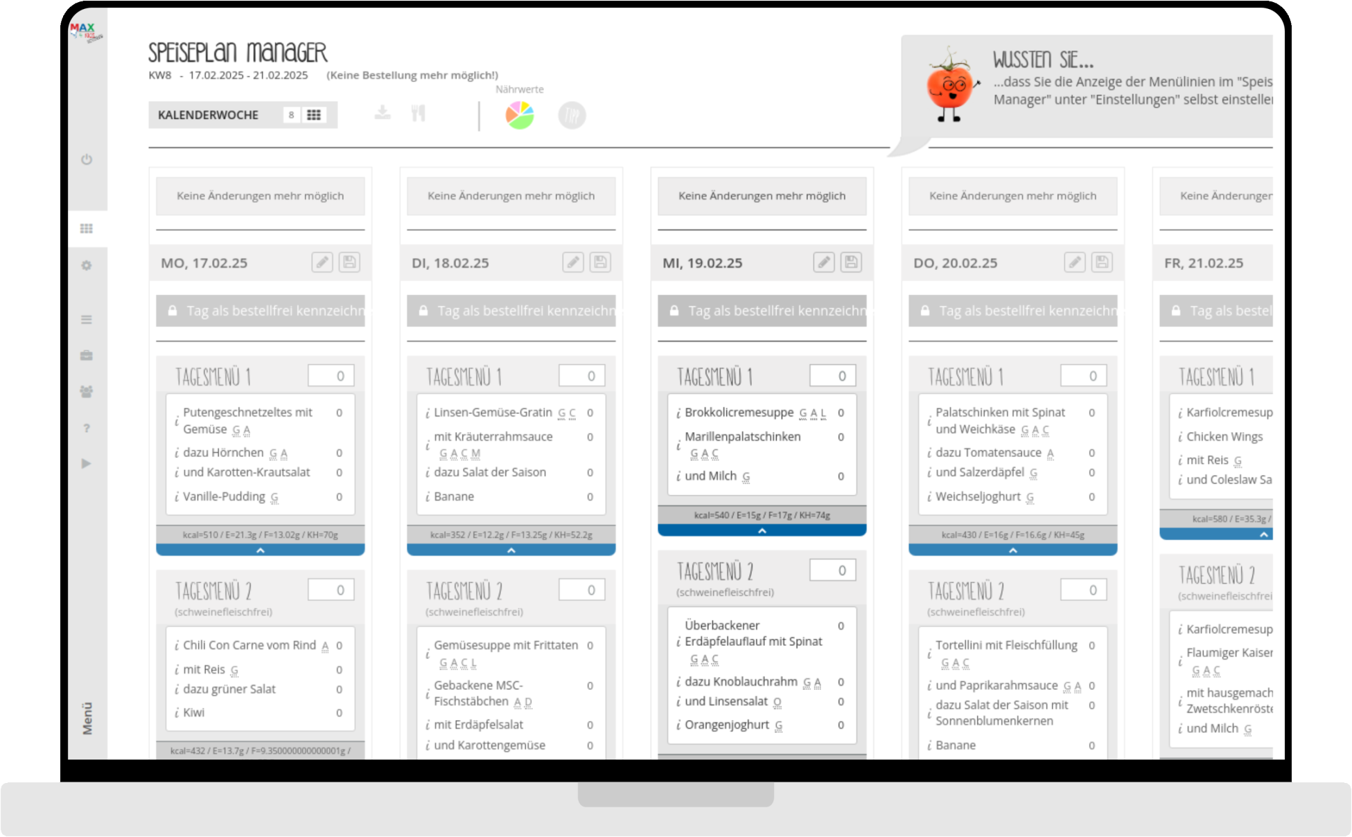 desktop screenshot of Smart batch meal ordering platform