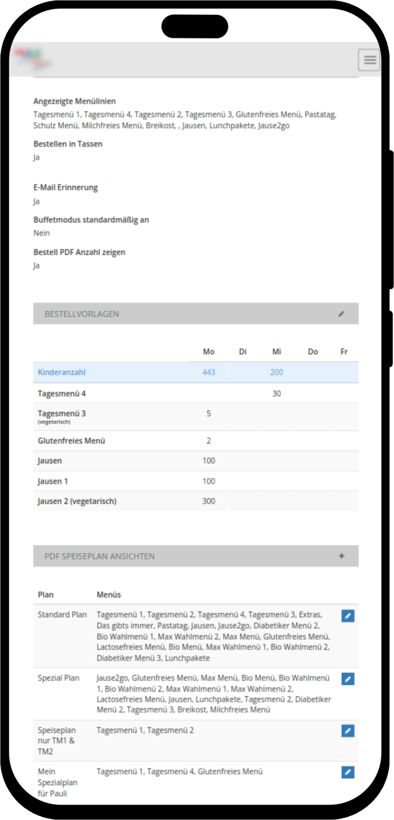 mobile screenshot of Smart batch meal ordering platform