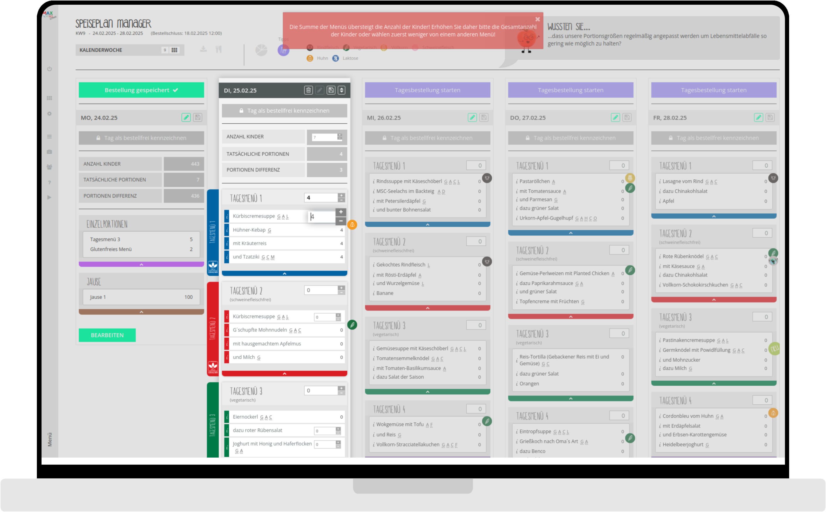 desktop screenshot of Smart batch meal ordering platform