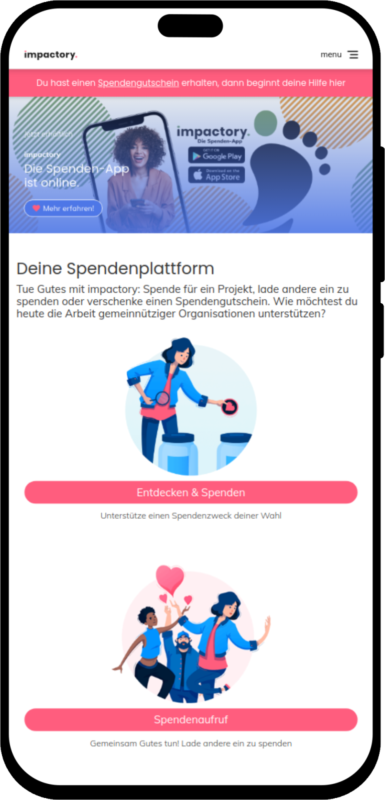 mobile screenshot of Impactful donations to NGOs