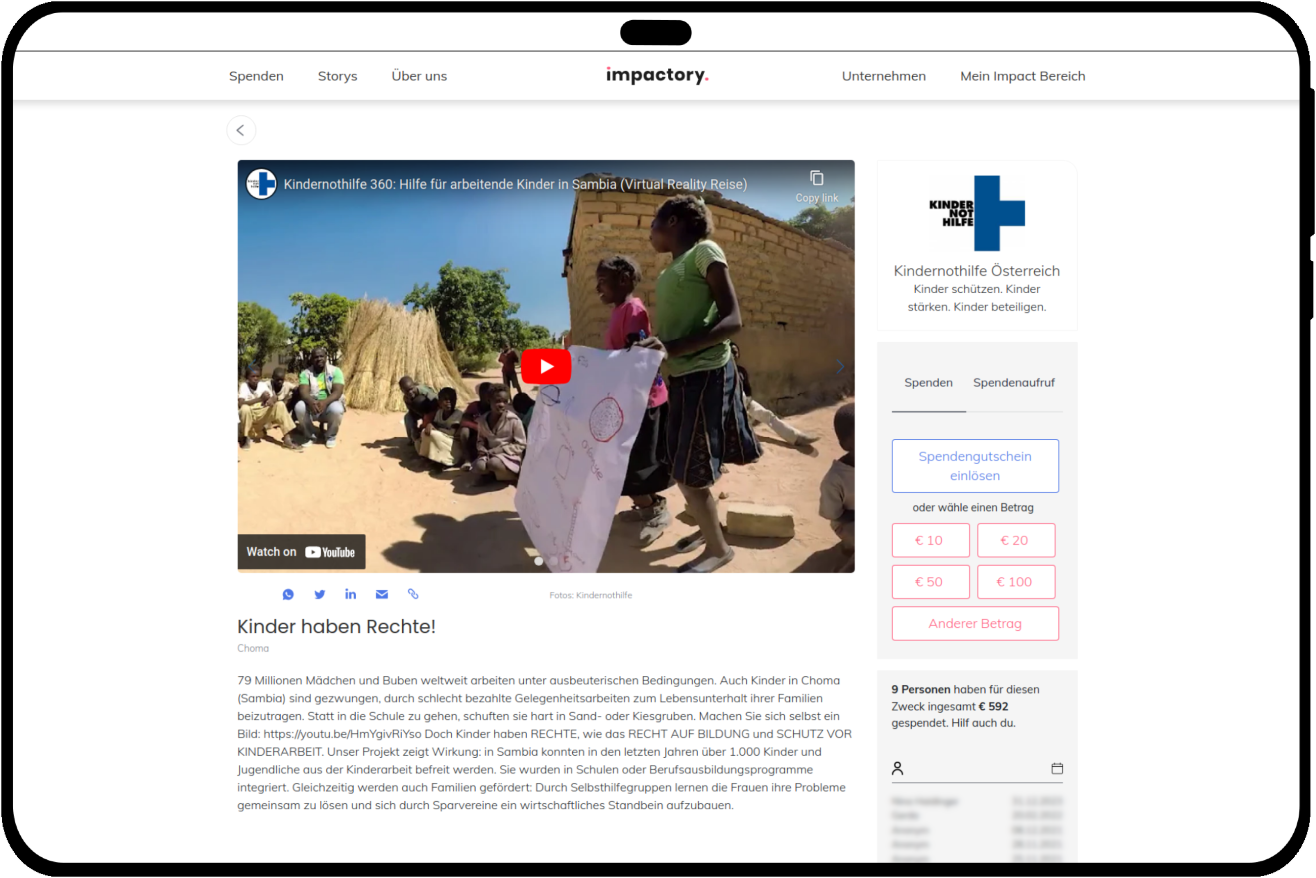 tablet_landscape screenshot of Impactful donations to NGOs