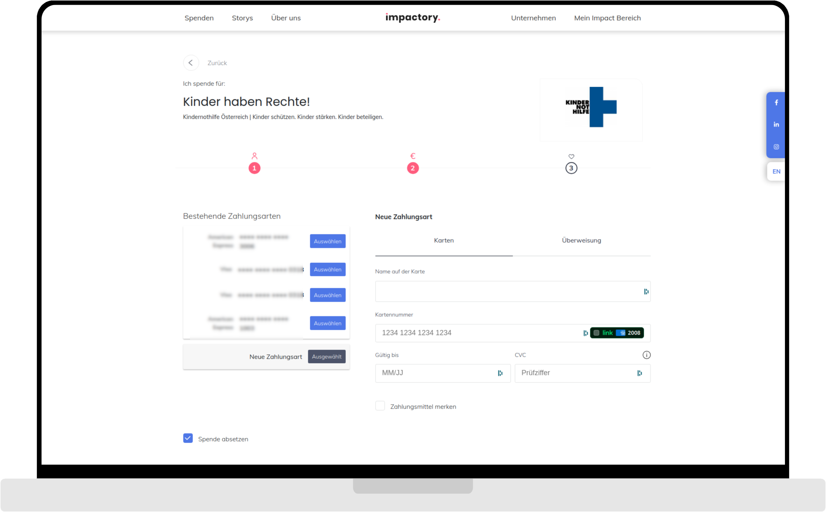 desktop screenshot of Impactful donations to NGOs