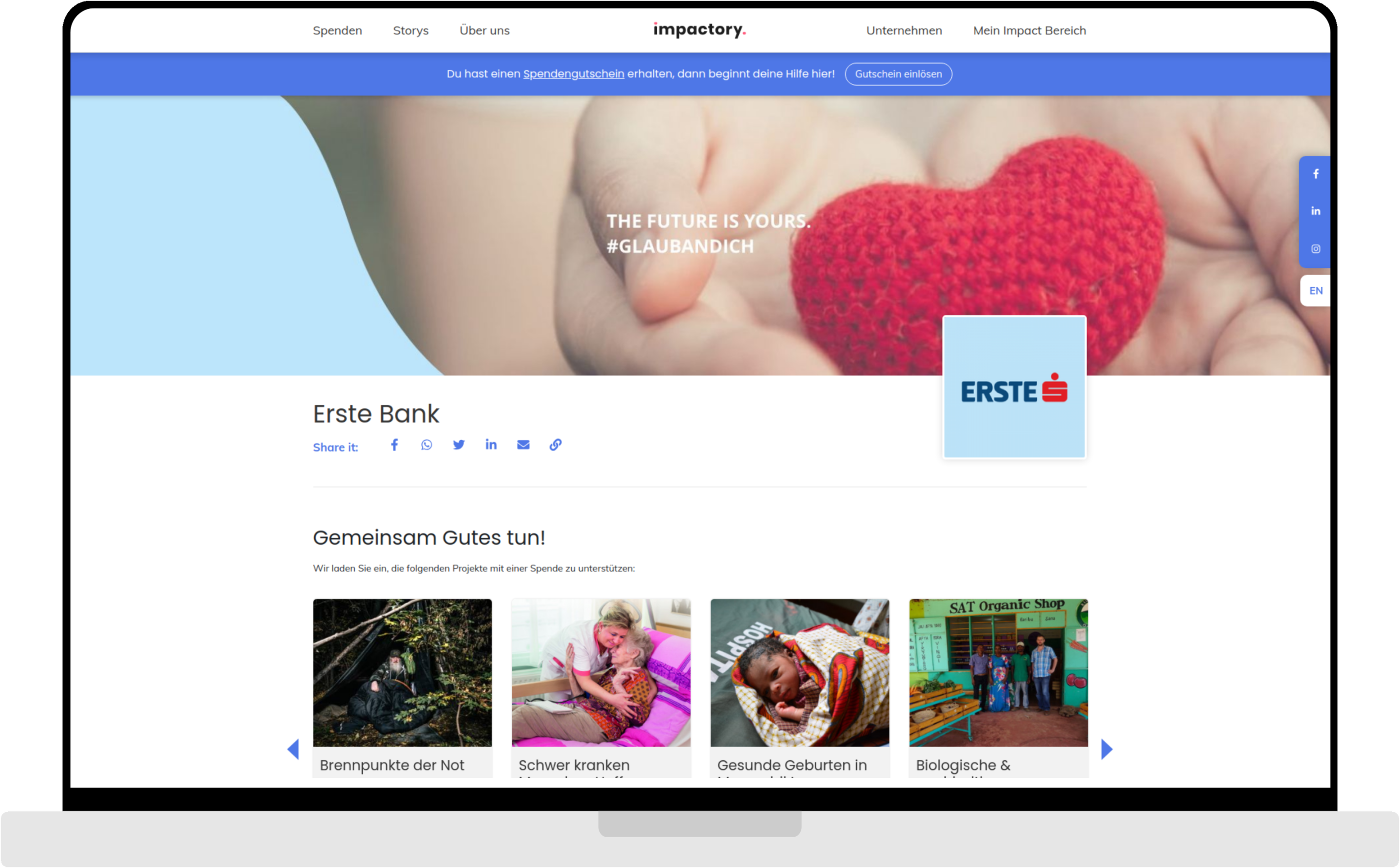 desktop screenshot of Impactful donations to NGOs