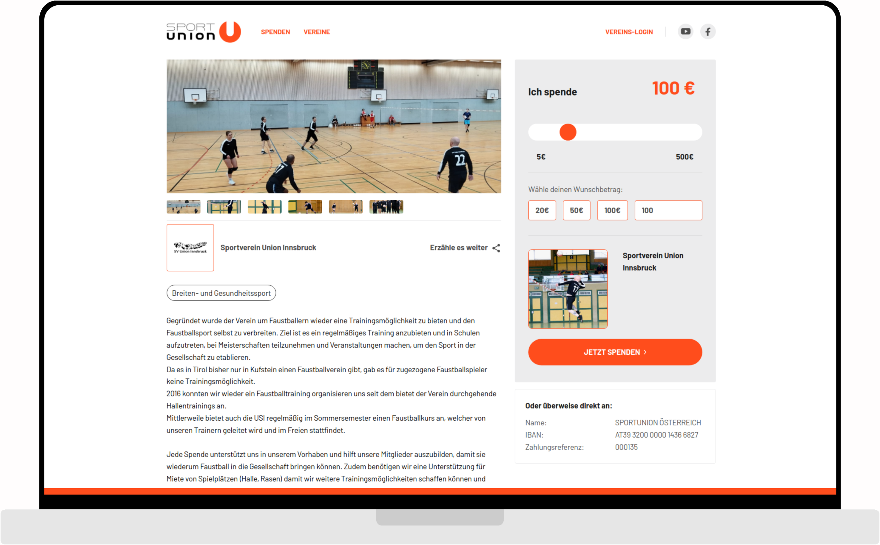 desktop screenshot of Whitelabel club &amp; donation management