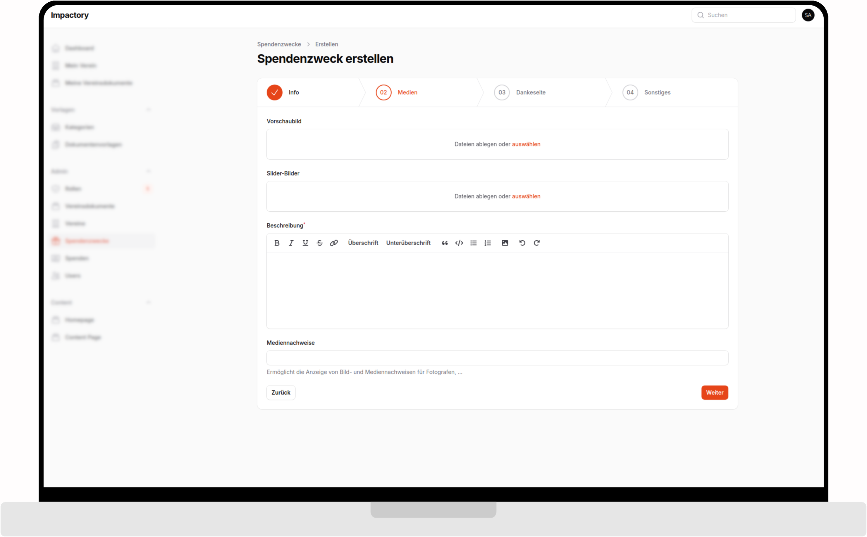 desktop screenshot of Whitelabel club &amp; donation management